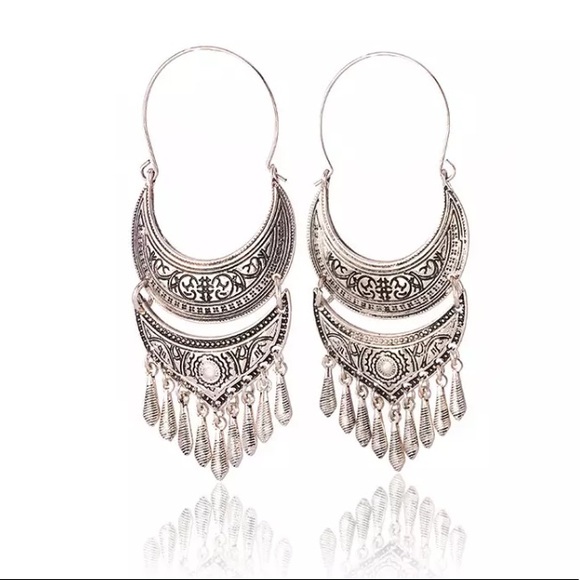 New Silver Bohemian Drop Earrings - Picture 3 of 3